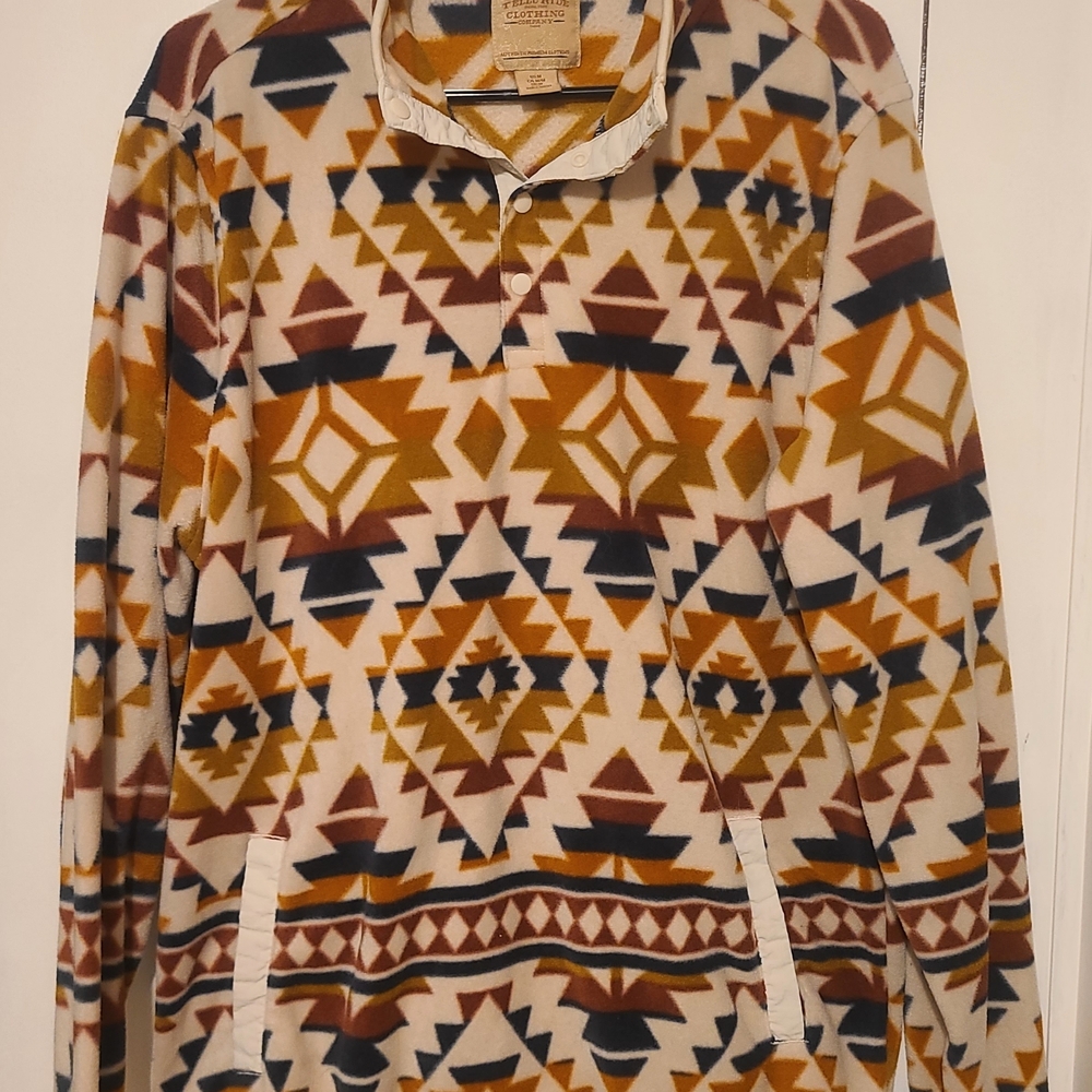 Men's/womens Aztec Pattern Quarter Button Up Sweater